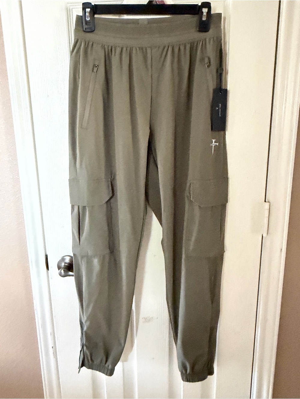 Men's Olive Utility Cargo Pants with Zip Pockets